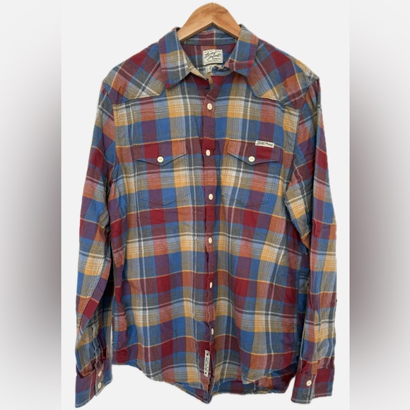 Lucky Brand Other - Lucky Brand Men's Plaid Flannel Western Pearl Snap Shirt Y2K Vintage Core Large